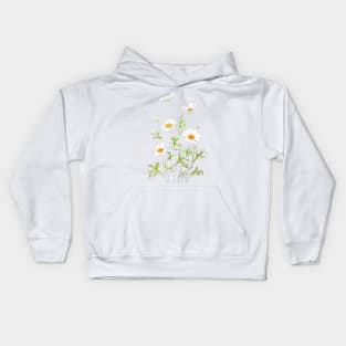 white Margaret daisy ink and watercolor Kids Hoodie